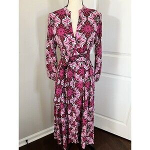Beyond by Vera Pink Magenta Long Sleeve Maxi Dress Size Small EUC